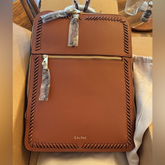 NWT tags CalPak Vegan Leather 15” Kaia backpack in Ginger - Picture 2 of 4